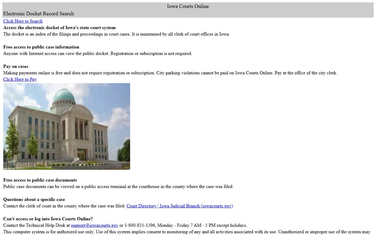 Mahaska County court records after jail arrest Iowa Courts Online search